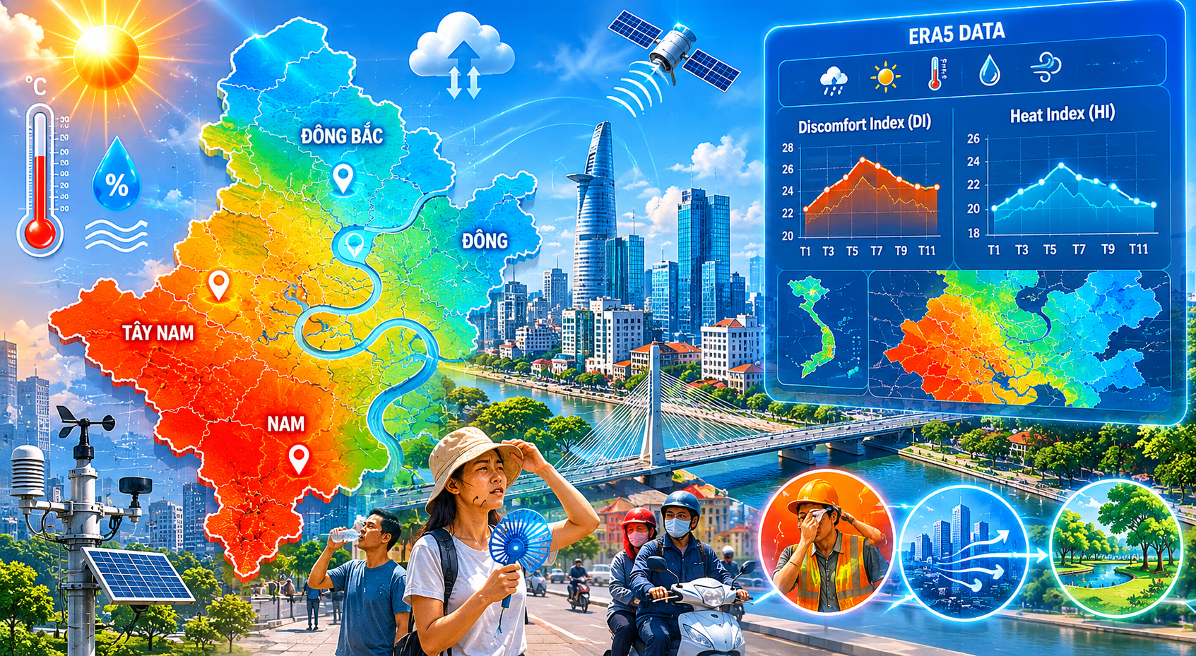 Stress nhiệt tại Thành phố Hồ Chí Minh: Dữ liệu khí tượng hé lộ những khu vực có nguy cơ khó chịu nhiệt cao